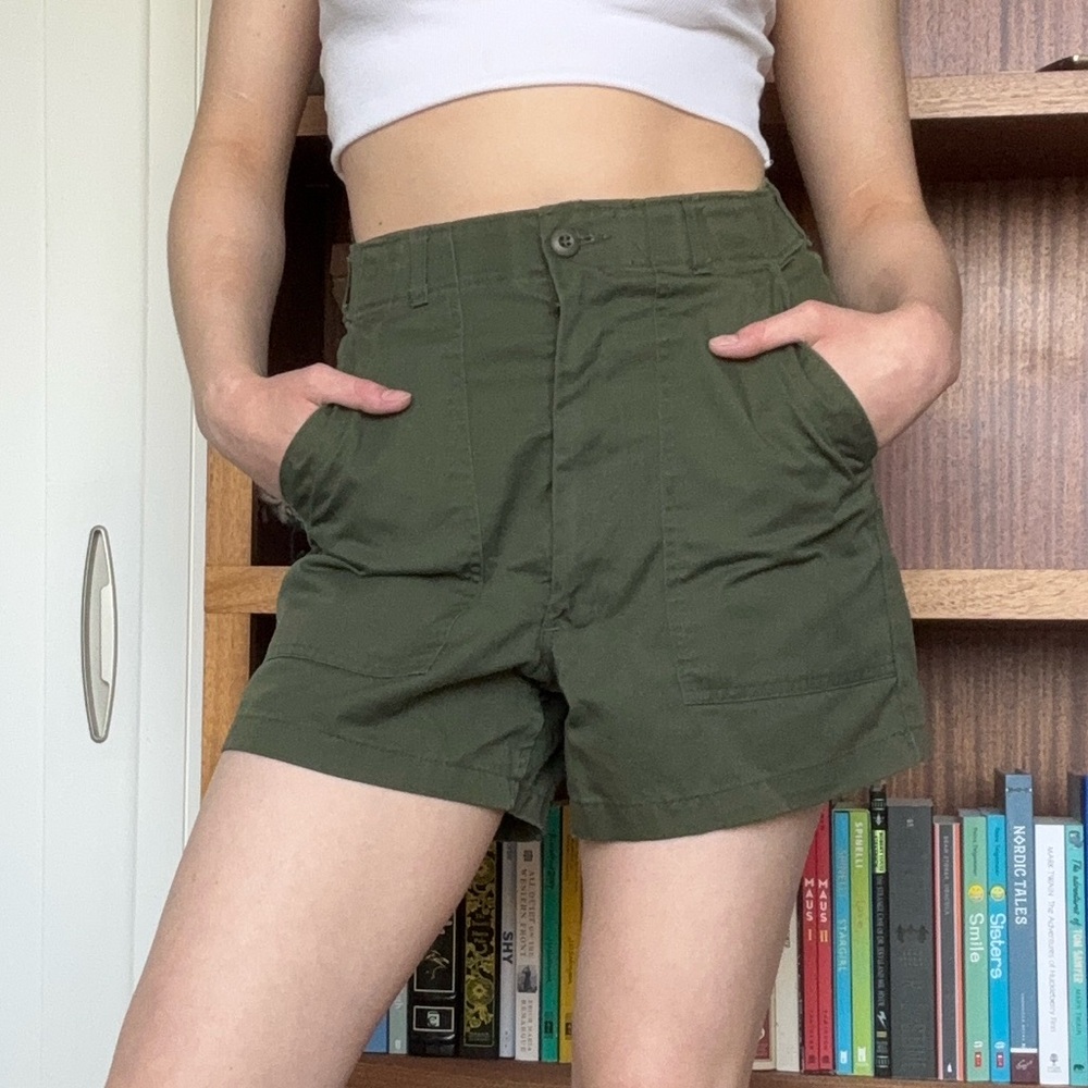 Urban Outfitters Olive Green High-Waisted Cargo Shorts